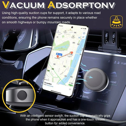 360° Rotatable Car Magnetic Phoneholder, Car Navigation Holder, Vacuum Adsorption & Magnetic Adsorption Double Sided,For Windshield and Dashboard, Kitchen,Bedroom,Office,Multifunctionalphone Accessories for Iphone & Androidsmartphone Cellphone Stand